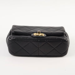 Chanel Seasonal Top Handle Crossbody Bag Lambskin Black