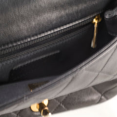 Chanel Seasonal Top Handle Crossbody Bag Lambskin Black