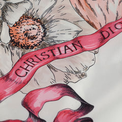 Christina Dior 90 x 90 Floral Silk Scarf Rose