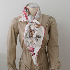 Christina Dior 90 x 90 Floral Silk Scarf Rose