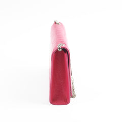 Saint Laurent Croc Embossed Kate Tassle Bag Pink
