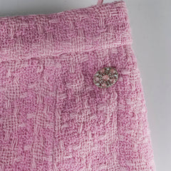 Chanel 19B Pink Tweed Skirt Size 38