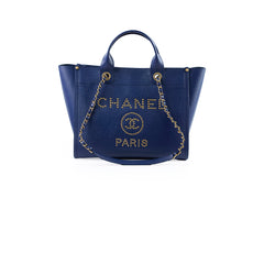 Chanel Small Caviar Deaville Tote Navy