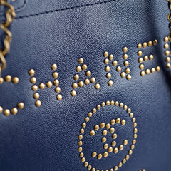 Chanel Small Caviar Deaville Tote Navy