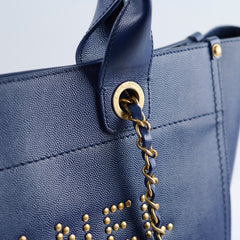 Chanel Small Caviar Deaville Tote Navy