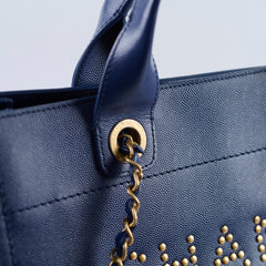 Chanel Small Caviar Deaville Tote Navy