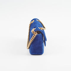 Gucci Marmont Mini Shoulder Bag Navy Blue Velvet