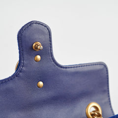 Gucci Marmont Mini Shoulder Bag Navy Blue Velvet