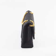 Chanel 24K M/L Classic Flap Vintage Jersey Black