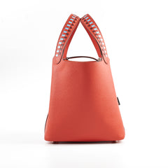 Hermes Picotin 18 Lock Bag Epsom Red with Multi Colour Handle C stamp