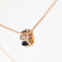 Bvlgari Serpenti Viper Necklace Diamonds Onyx Pink Gold