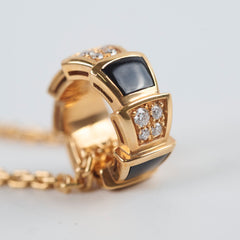 Bvlgari Serpenti Viper Necklace Diamonds Onyx Pink Gold