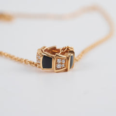 Bvlgari Serpenti Viper Necklace Diamonds Onyx Pink Gold