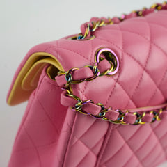 Chanel Small Double Classic Flap Pink/Yellow