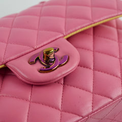Chanel Small Double Classic Flap Pink/Yellow