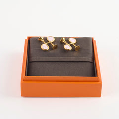 Hermes Cor H Earrings Mauve Costume Jewellery