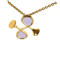 Hermes Heritage Equestre Pendant Necklace Costume Jewellery Mauve