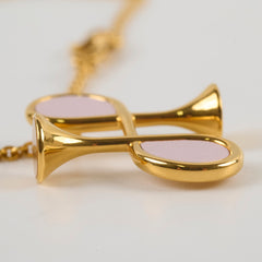 Hermes Heritage Equestre Pendant Necklace Costume Jewellery Mauve