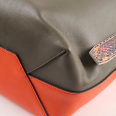 Celine Twisted Leather Cabas Tote Orange/Grey