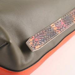 Celine Twisted Leather Cabas Tote Orange/Grey