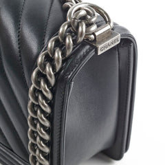 Chanel Old Medium Boy Chevron Lambskin Black