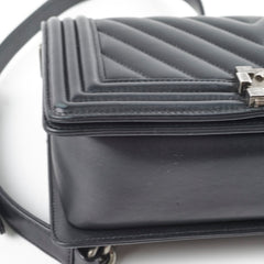 Chanel Old Medium Boy Chevron Lambskin Black