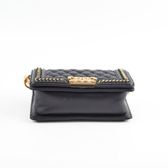Chanel Boy Top Handle Small Black Lambskin Microchip