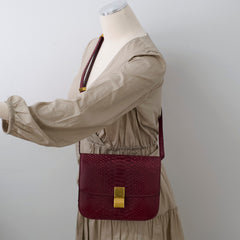 Celine Python Medium Classic Box Burgundy