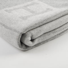 Hermes Avalon Throw Blanket Ecru and Gris Clair