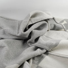 Hermes Avalon Throw Blanket Ecru and Gris Clair