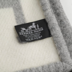 Hermes Avalon Throw Blanket Ecru and Gris Clair