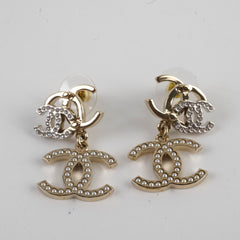 Chanel Triple CC Pearly Earrings