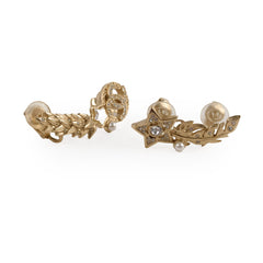 Chanel Plated Strass & Faux Pearl CC Earcuff Clip On Earrings