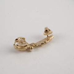 Chanel Plated Strass & Faux Pearl CC Earcuff Clip On Earrings