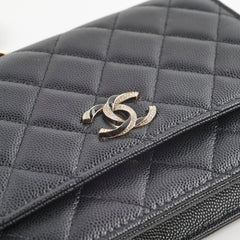 Chanel Caviar Wallet On Chain WOC Black Microchipped