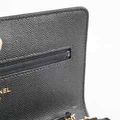 Chanel Caviar Wallet On Chain WOC Black Microchipped