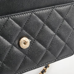 Chanel Caviar Wallet On Chain WOC Black Microchipped