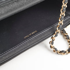 Chanel Caviar Wallet On Chain WOC Black Microchipped