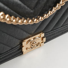 Chanel Boy Medium Caviar Chevron Black