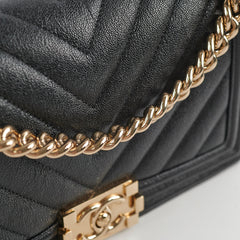 Chanel Boy Medium Caviar Chevron Black