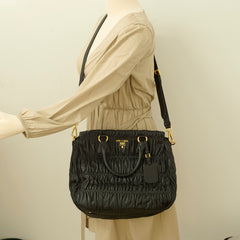 Prada Gaufre Nappa Leather Tote Black