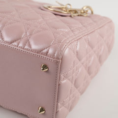 Christian Dior Medium Lambskin Lady Dior Iridescent Pink