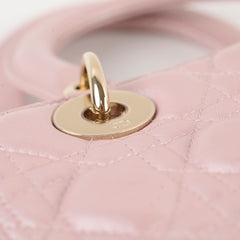 Christian Dior Medium Lambskin Lady Dior Iridescent Pink