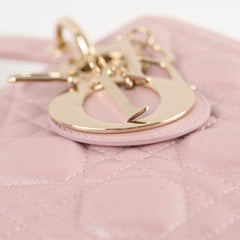 Christian Dior Medium Lambskin Lady Dior Iridescent Pink