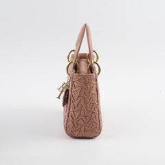 Christian Dior Lambskin Gathered Mini Lady Dior Pink