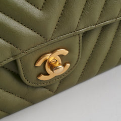 ITEM 27 - Chanel Mini Rectangular Cuba Chevron Bag Khaki