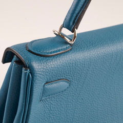 Hermes Kelly 28 blue T Stamp