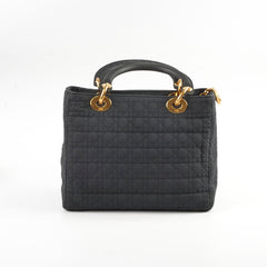 Christian Dior Lady Dior Medium Cannage Nylon Black