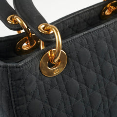 Christian Dior Lady Dior Medium Cannage Nylon Black