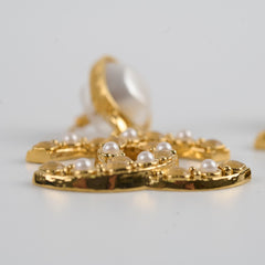 Chanel Faux Pearl Resin Gold Drop Earrings